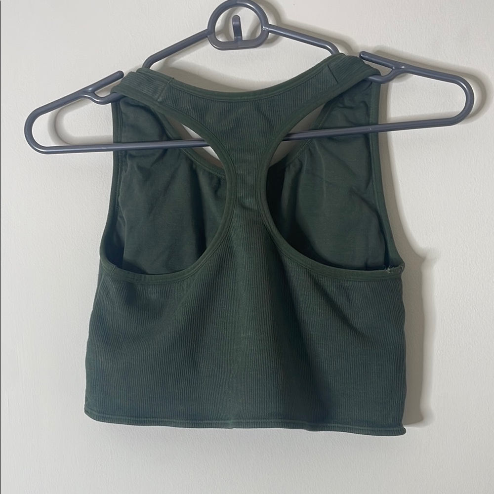 Green Ribbed Women's Top - Picture 2 of 2